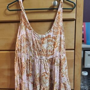 Floral Pink and Orange Sleeveless Romper